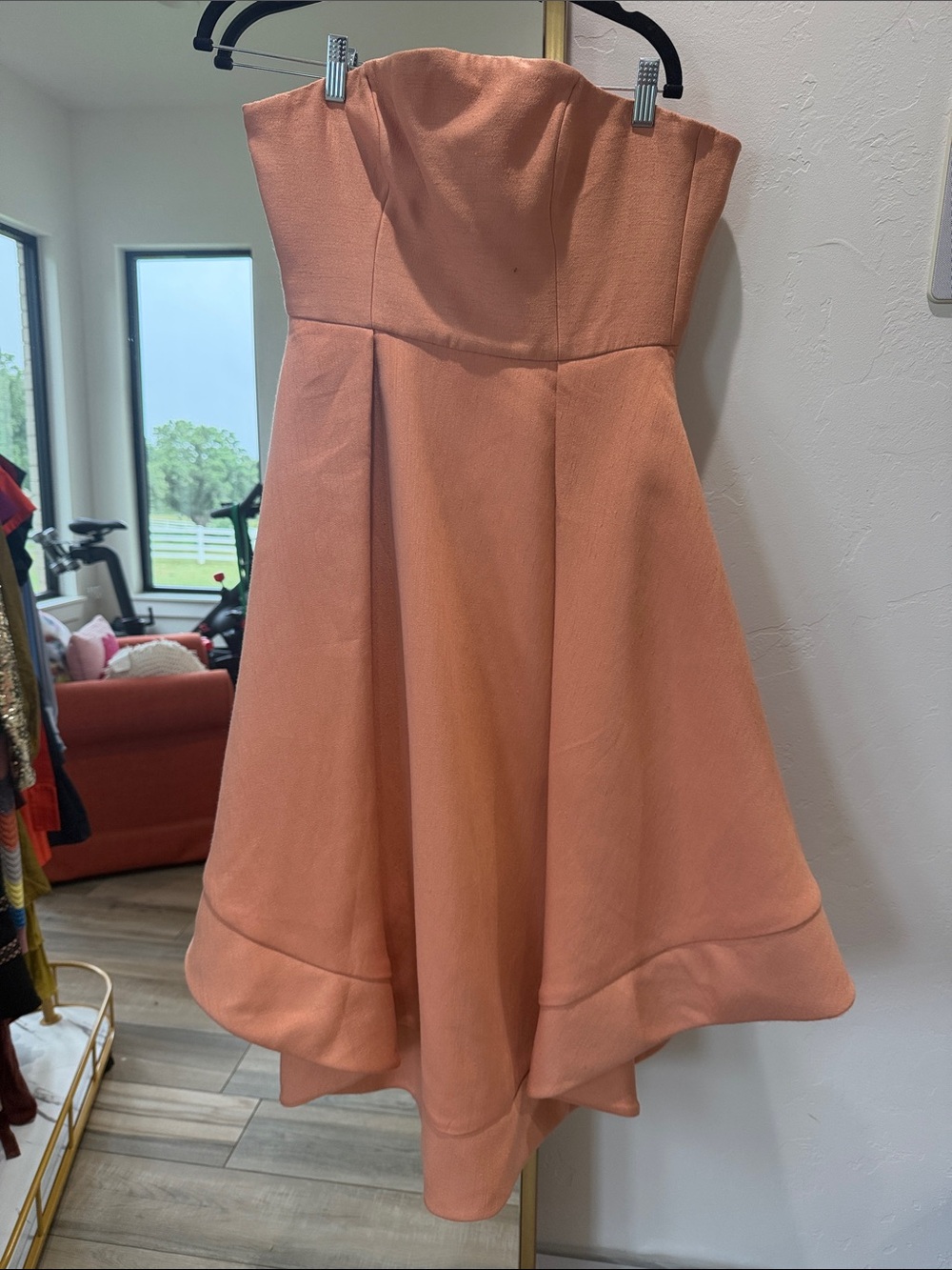 Strapless Peach A-Line Dress